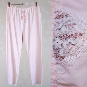 Chelsea28 Romantic Pastel Lace Trim Pajama Lounge Pants Baby Pink Medium